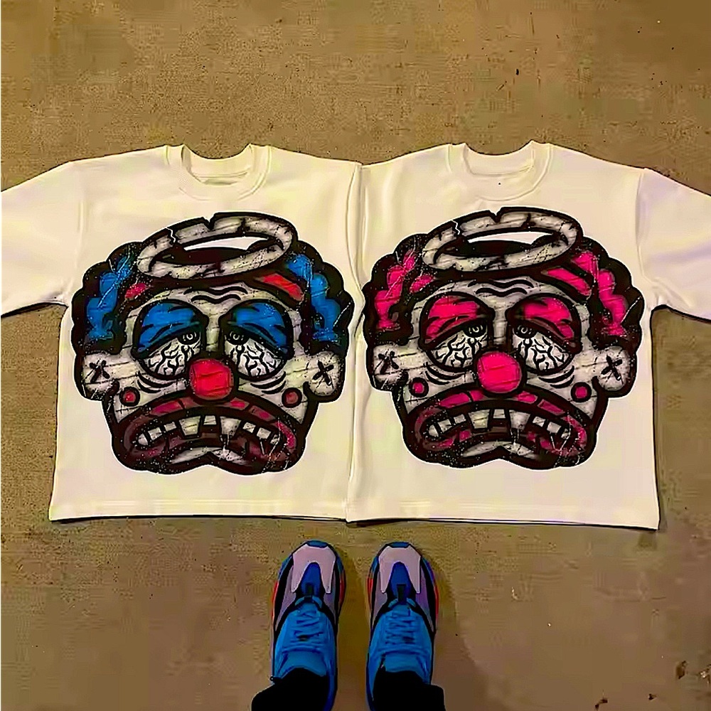 Vintage crop top tea shirt clown styles